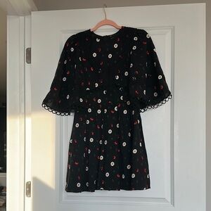 Black Dress with Floral Pattern